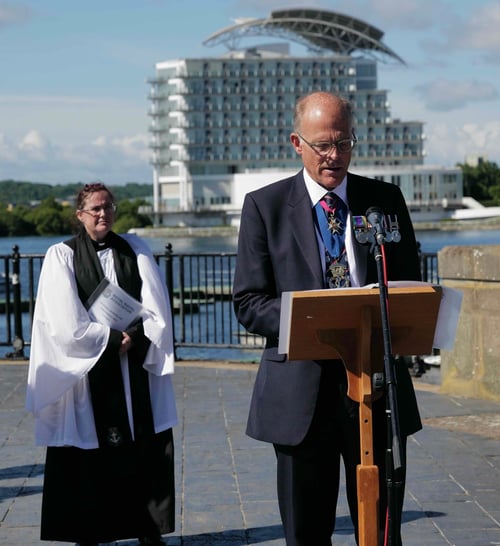 DDay 80 Reading the lesson at the Sunday Service at the Royal Naval Conference at Cardiff Bay this Sunday